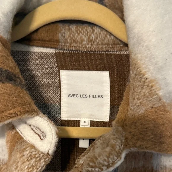 Avec Les Filles Tan and White Plaid Utility Jacket - Picture 3 of 13